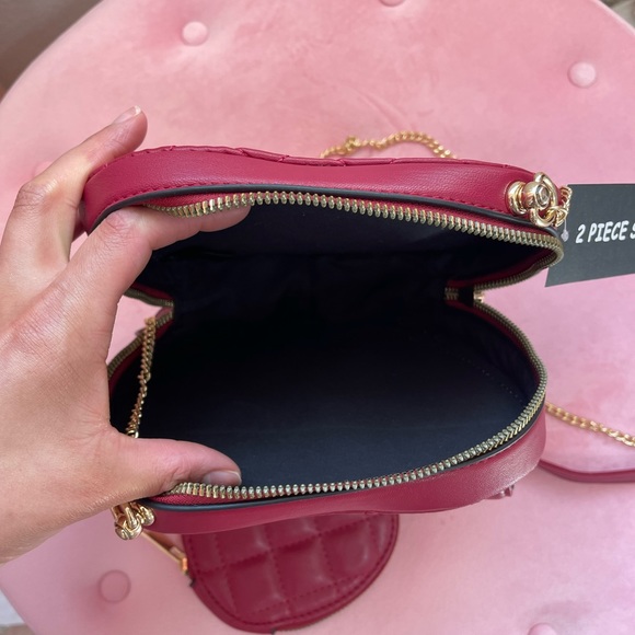 Maroon Heart quilted 2 Piece purse NWT - Picture 6 of 7